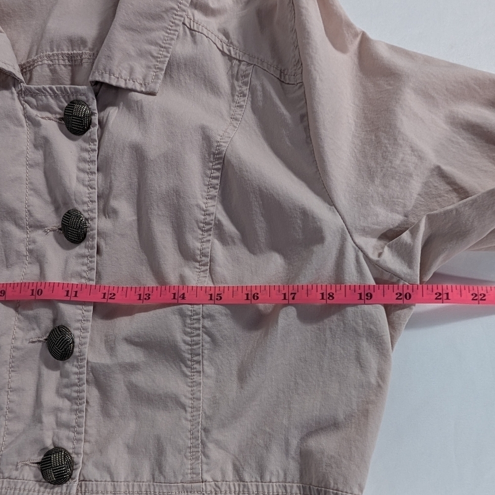 Maurices Light Pink Utility Jacket 100% Cotton Button Up Raw Ruffles Size XL - Picture 11 of 12